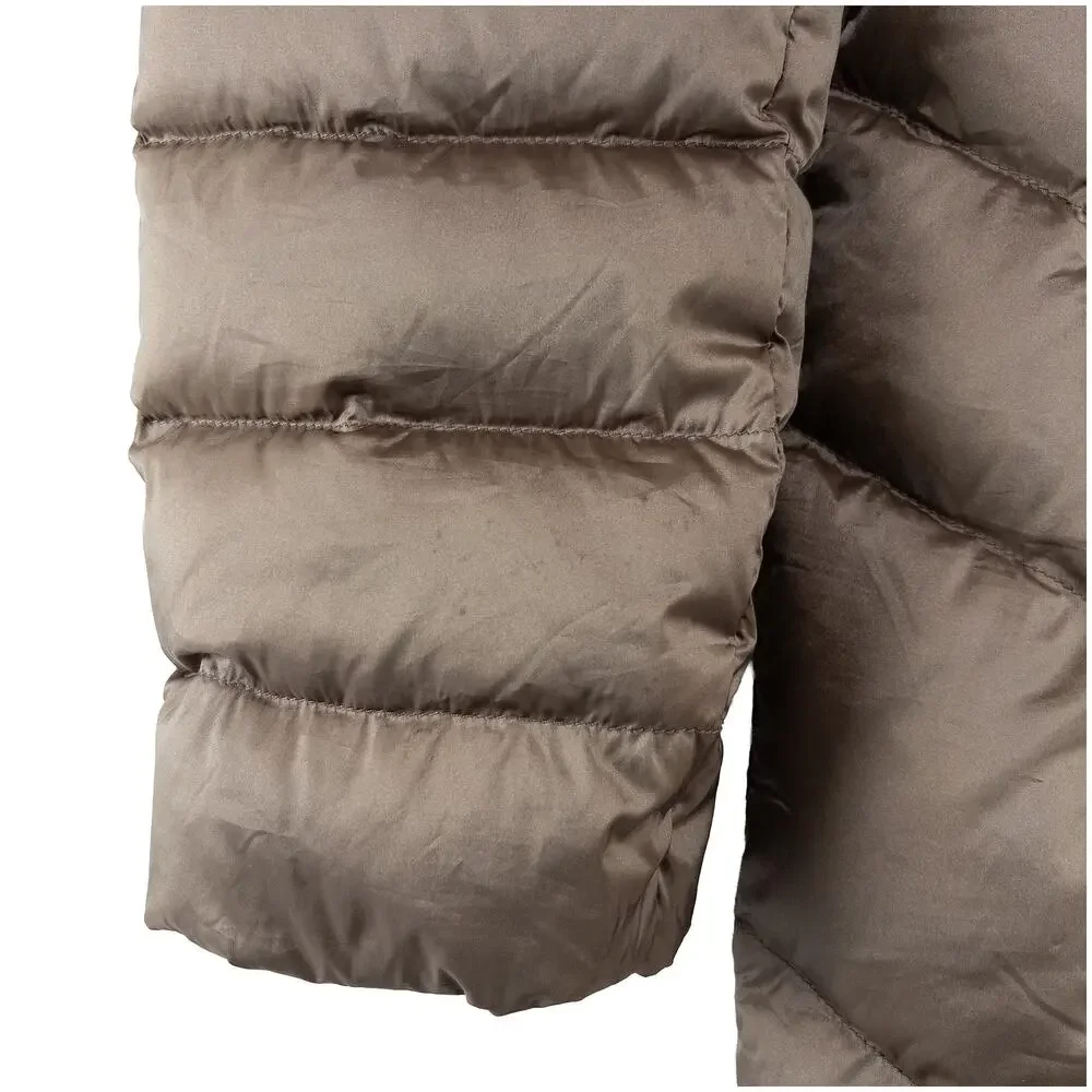 Lands’ End Wanderweight Down Coat Women S Brown Packable Hooded Mid Length